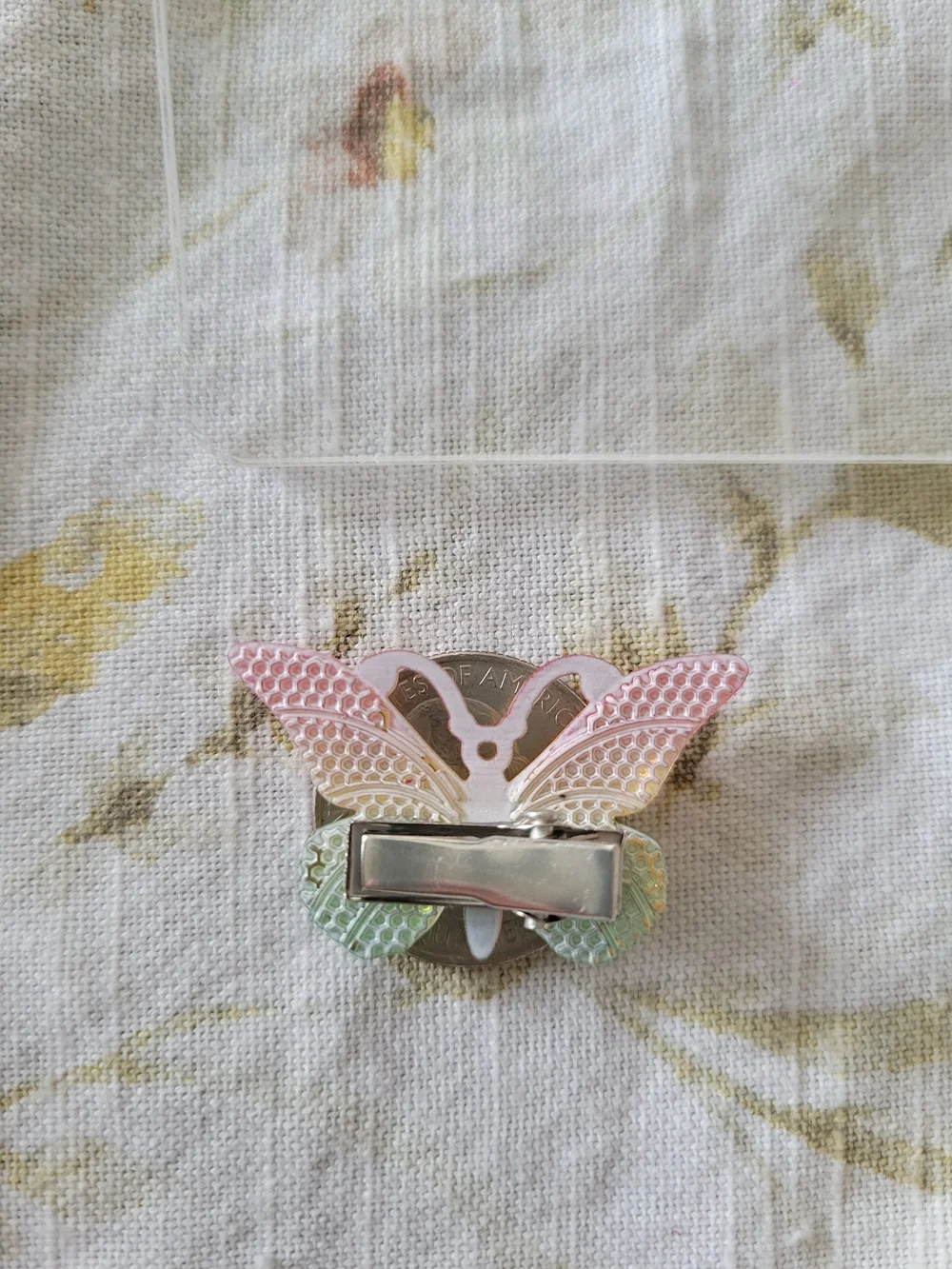 Colorful Butterfly Brooch - Pink, Yellow, Green